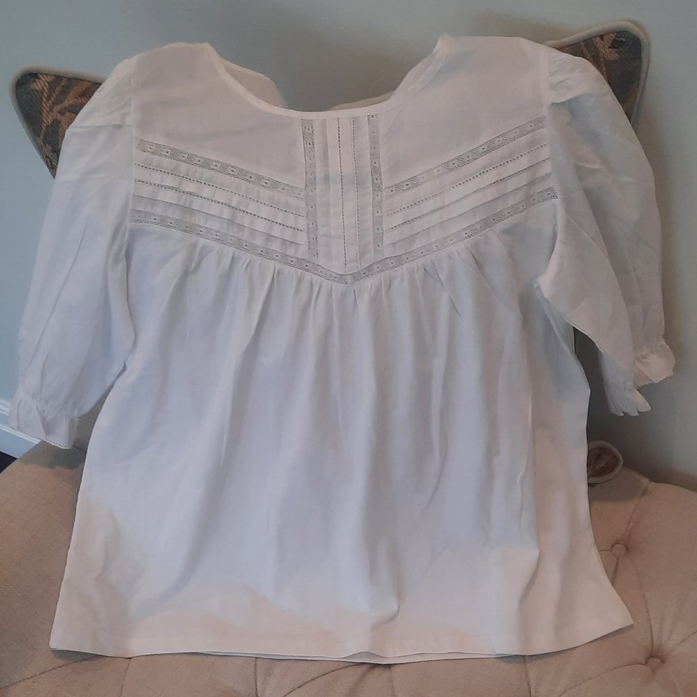 J. Crew White Blouse with Lace Detail